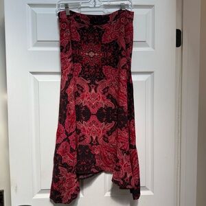 FREE PEOPLE Red and Black Paisley Skirt